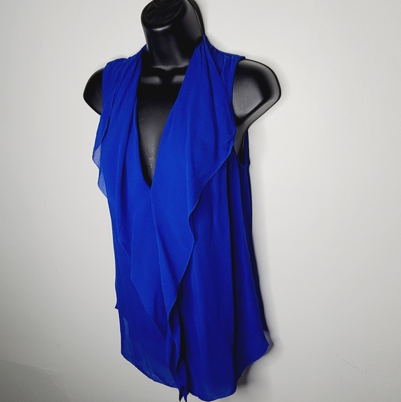 Babaton Deep V Ruffled Neck Sheer Silk Top - Picture 3 of 7